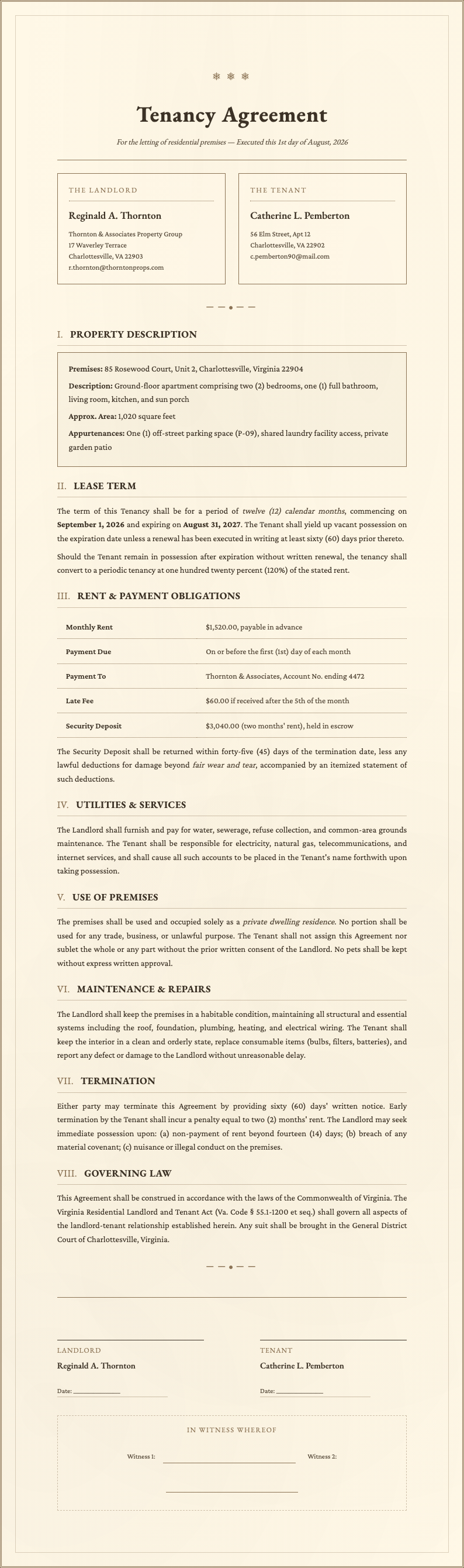 Textured paper rental agreement